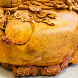 Di Lạc Vác Cành Đào Ngũ Phúc Đứng Bao Tiền Gỗ Nu Hương