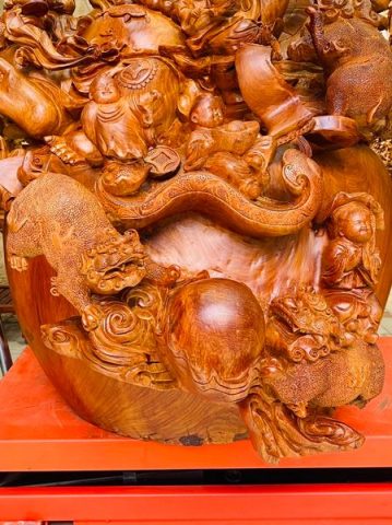 Di Lạc Cửu Tiểu Tam Nghê Ngồi Bao Tiền Gỗ Hương