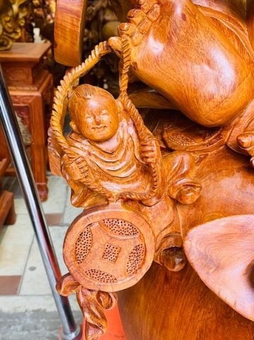 Di Lạc Cửu Tiểu Tam Nghê Ngồi Bao Tiền Gỗ Hương