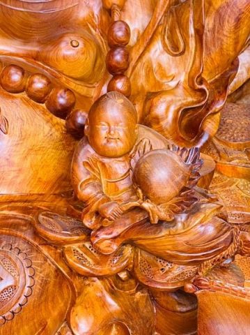 Di Lạc Cửu Tiểu Tam Nghê Ngồi Bao Tiền Gỗ Hương