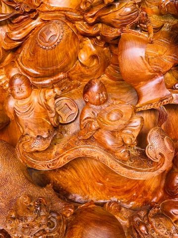 Di Lạc Cửu Tiểu Tam Nghê Ngồi Bao Tiền Gỗ Hương
