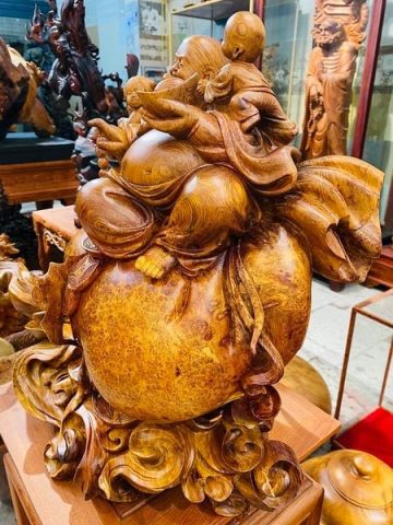 Di Lạc Nhị Tiểu Ngồi Bao Tiền Gỗ Nu Hương