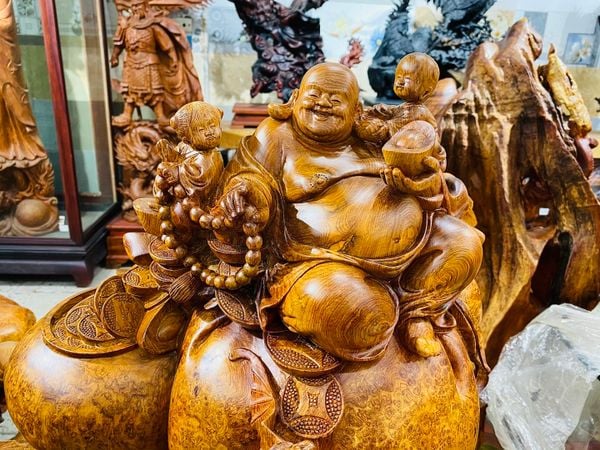 Di Lạc Nhị Tiểu Ngồi Bao Tiền Gỗ Nu Hương