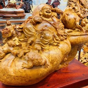 Di Lạc Tam Tiểu Ngồi Bao Tiền Gỗ Nu Hương