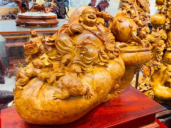 Di Lạc Tam Tiểu Ngồi Bao Tiền Gỗ Nu Hương