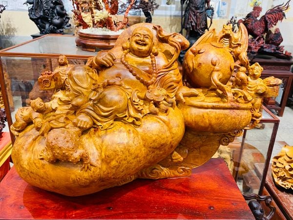 Di Lạc Tam Tiểu Ngồi Bao Tiền Gỗ Nu Hương