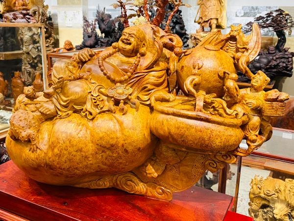Di Lạc Tam Tiểu Ngồi Bao Tiền Gỗ Nu Hương