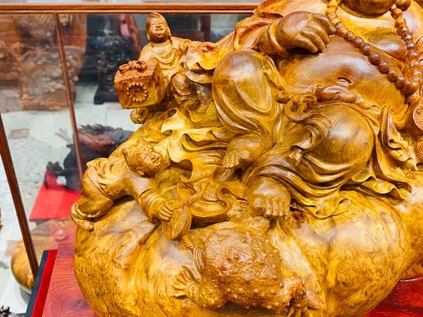 Di Lạc Tam Tiểu Ngồi Bao Tiền Gỗ Nu Hương