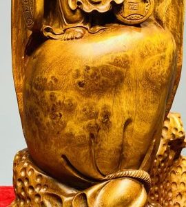 Di Lạc Vác Gậy Như Ý Đứng Bao Tiền Gỗ Nu Hương