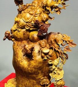 Di Lạc Ngũ Tiểu Ngồi Bao Tiền Gỗ Nu Hương