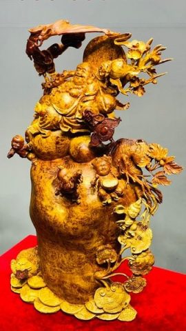 Di Lạc Ngũ Tiểu Ngồi Bao Tiền Gỗ Nu Hương