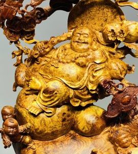 Di Lạc Ngũ Tiểu Ngồi Bao Tiền Gỗ Nu Hương