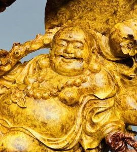 Di Lạc Ngũ Tiểu Ngồi Bao Tiền Gỗ Nu Hương