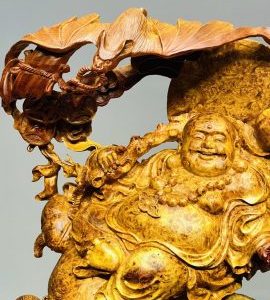 Di Lạc Ngũ Tiểu Ngồi Bao Tiền Gỗ Nu Hương