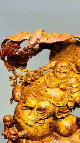 Di Lạc Ngũ Tiểu Ngồi Bao Tiền Gỗ Nu Hương