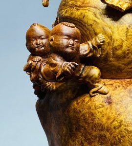 Di Lạc Ngũ Tiểu Ngồi Bao Tiền Gỗ Nu Hương