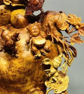 Di Lạc Ngũ Tiểu Ngồi Bao Tiền Gỗ Nu Hương