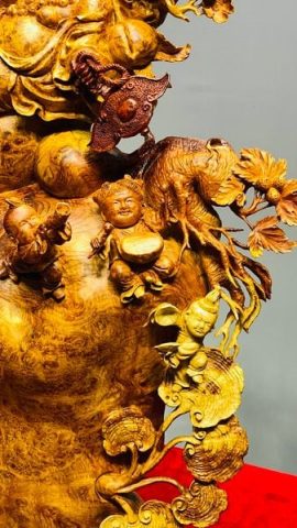 Di Lạc Ngũ Tiểu Ngồi Bao Tiền Gỗ Nu Hương
