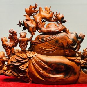 Di Lạc Vác Cành Đào Ngũ Tiểu Ngồi Bao Tiền Gỗ Trắc