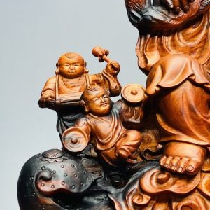 Di Lạc Vác Cành Đào Ngũ Tiểu Ngồi Bao Tiền Gỗ Trắc