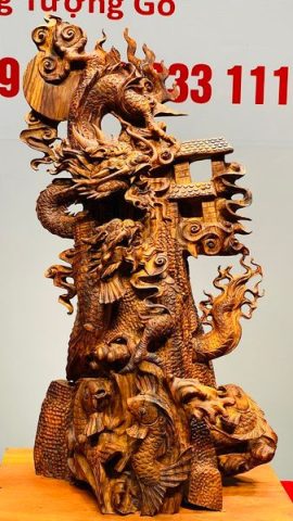 Cá Chép Hoá Rồng Gỗ Sưa