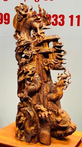 Cá Chép Hoá Rồng Gỗ Sưa