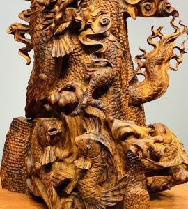 Cá Chép Hoá Rồng Gỗ Sưa
