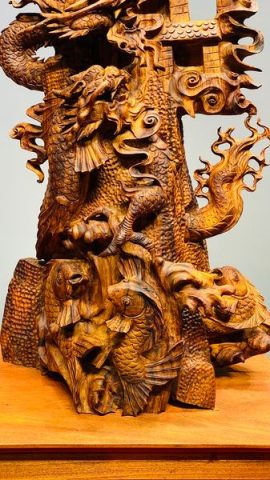Cá Chép Hoá Rồng Gỗ Sưa