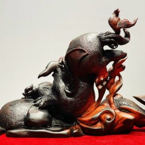 Song Nghê Cầu Gậy Như Ý Gỗ Trắc