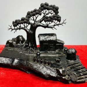 Tiểu Cảnh Làng Quê Gỗ Mun Sừng
