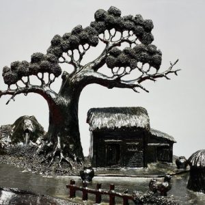 Tiểu Cảnh Làng Quê Gỗ Mun Sừng