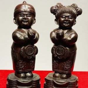 Cặp Tiểu Đồng Chúc Phúc Gỗ Trắc