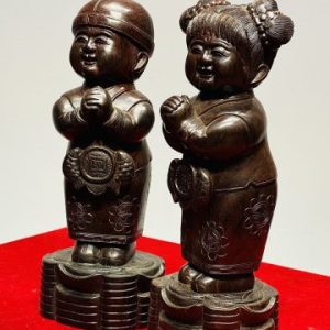 Cặp Tiểu Đồng Chúc Phúc Gỗ Trắc