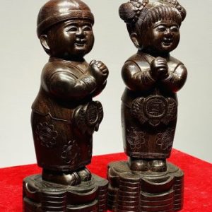 Cặp Tiểu Đồng Chúc Phúc Gỗ Trắc