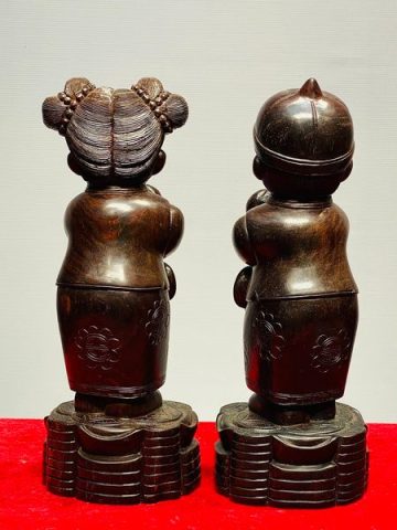 Cặp Tiểu Đồng Chúc Phúc Gỗ Trắc