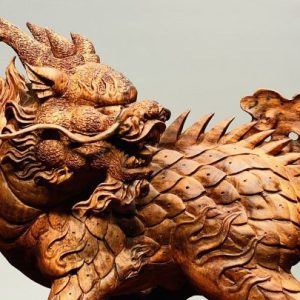 Song Kỳ Lân Đứng Cầu Gậy Như Ý Gỗ Sưa