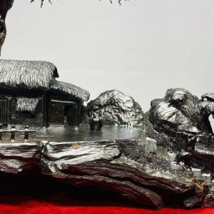 Tiểu Cảnh Làng Quê Gỗ Mun Sừng