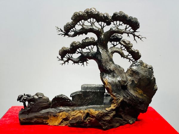 Tiểu Cảnh Làng Quê Gỗ Mun Sừng