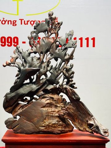 Đôi Chim Trĩ Hoa Mẫu Đơn Gỗ Trắc