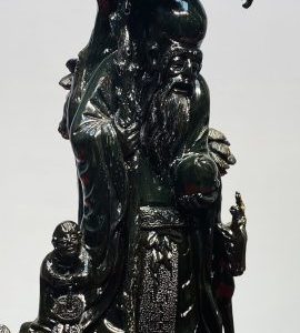 Ông Thọ Đứng Tùng Gỗ Mun Sừng