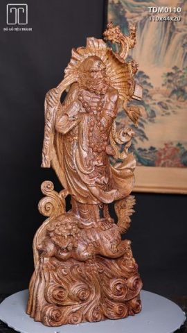 Đạt Ma Đứng Nghê Quá Hải Gỗ Mun Đuôi Công