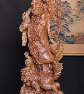 Đạt Ma Đứng Nghê Quá Hải Gỗ Mun Đuôi Công