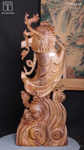 Đạt Ma Đứng Nghê Quá Hải Gỗ Mun Đuôi Công