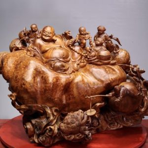 Di Lạc Ngũ Tiểu Ngồi Bao Tiền Gỗ Nu Hương