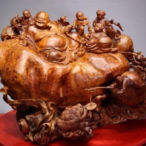 Di Lạc Ngũ Tiểu Ngồi Bao Tiền Gỗ Nu Hương