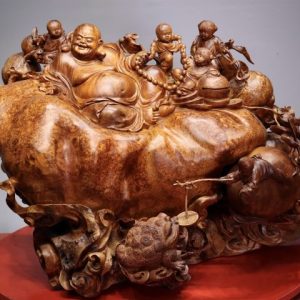 Di Lạc Ngũ Tiểu Ngồi Bao Tiền Gỗ Nu Hương