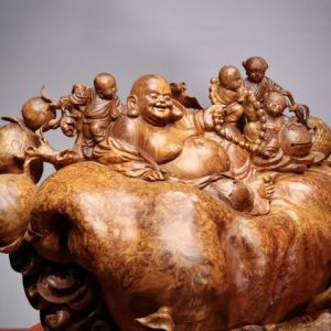 Di Lạc Ngũ Tiểu Ngồi Bao Tiền Gỗ Nu Hương