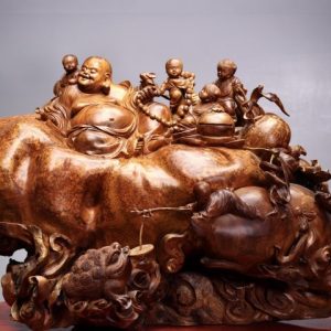 Di Lạc Ngũ Tiểu Ngồi Bao Tiền Gỗ Nu Hương