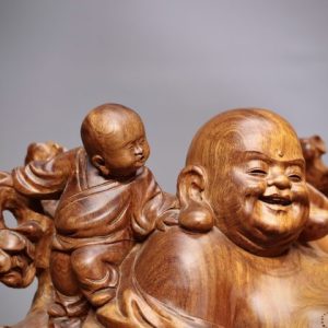 Di Lạc Ngũ Tiểu Ngồi Bao Tiền Gỗ Nu Hương