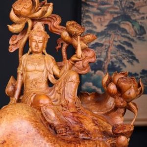 Phật Quan Âm Ngự Sen Gỗ Nu Hương